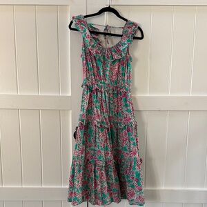 J. Crew Factory Floral Green and Pink Dress- Size 4P